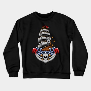 Anchor Ship Tattoo Style Crewneck Sweatshirt